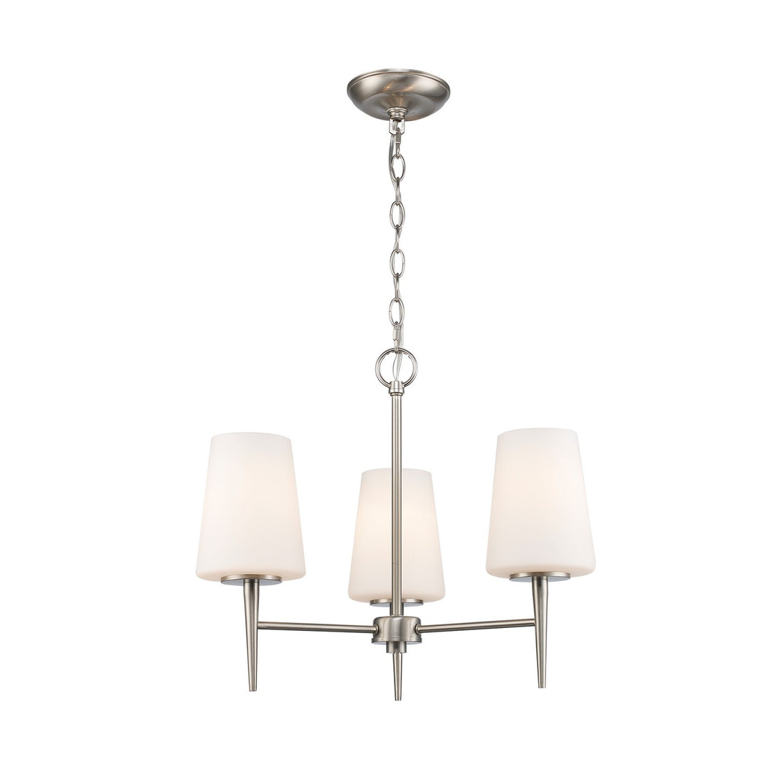 Three Light Chandelier in Brushed Nickel - available from The Lighting Shoppe, trusted by Canadian homeowners