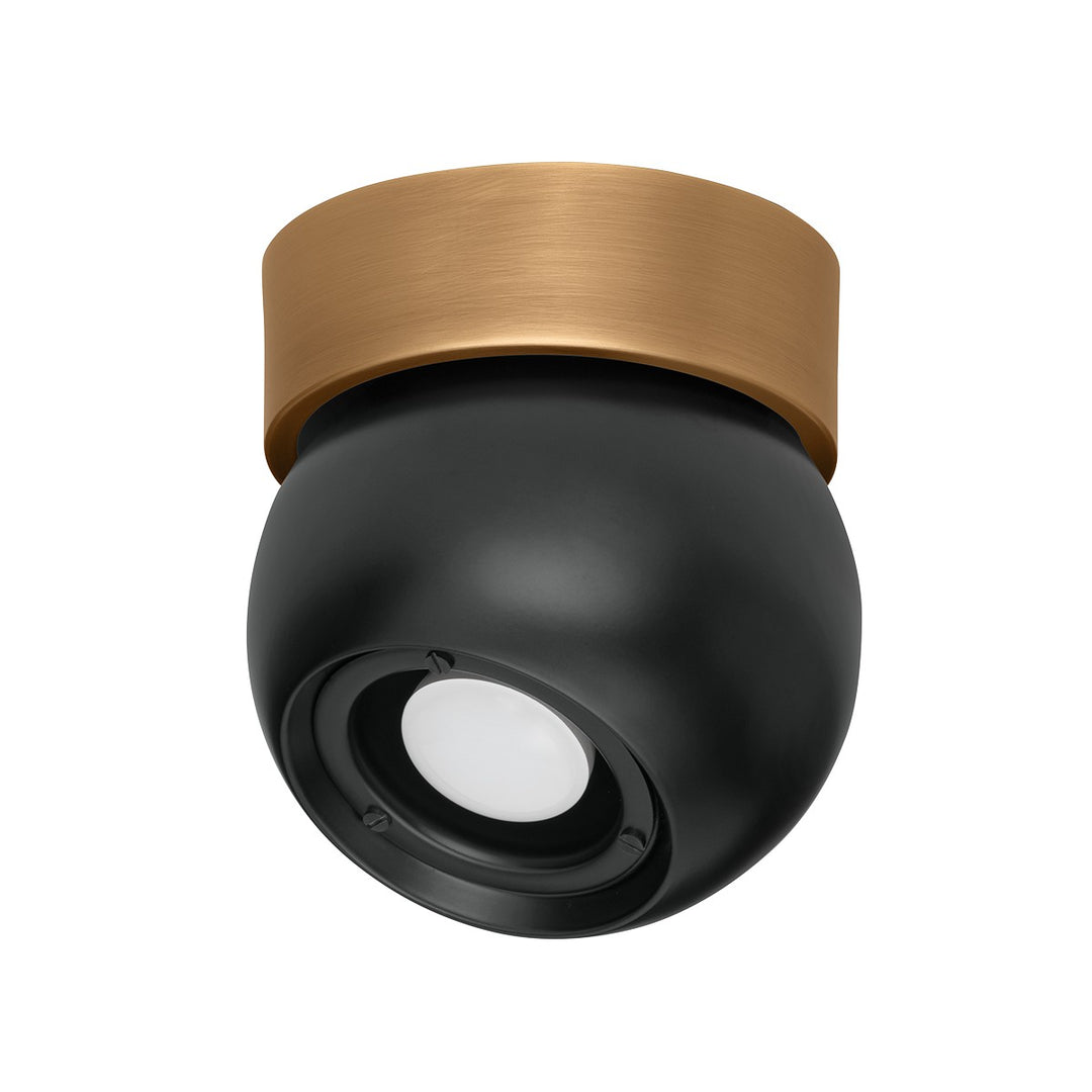 Odin One Light Flush Mount in Patina Brass/Soft Black - available from The Lighting Shoppe, trusted by Canadian homeowners