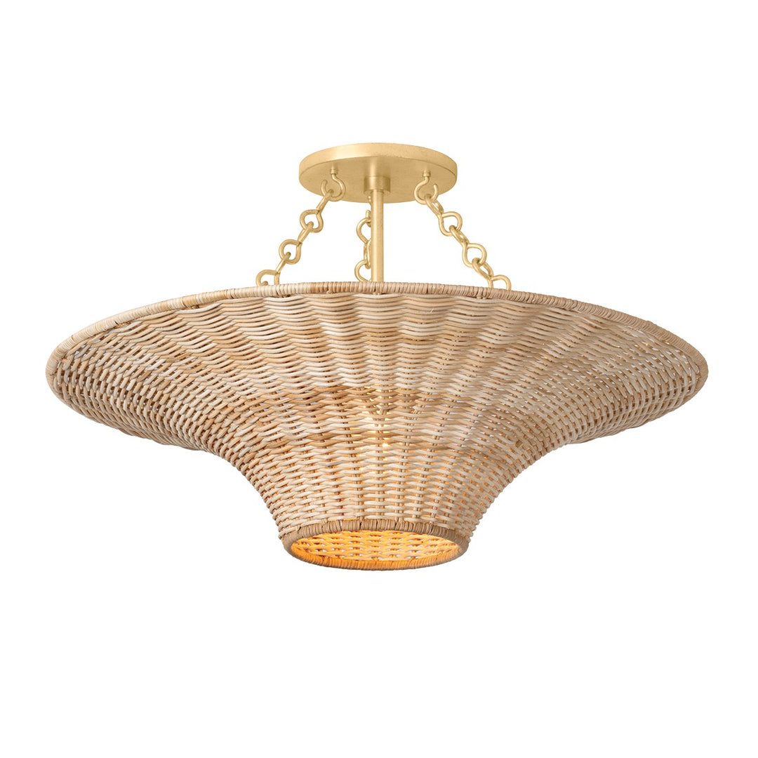 Ketan One Light Semi Flush Mount in Vintage Gold Leaf - available from The Lighting Shoppe, trusted by Canadian homeowners