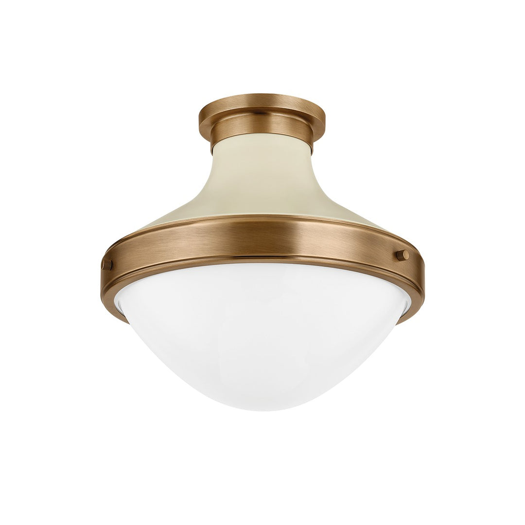 Maxton One Light Flush Mount in Patina Brass And Soft Sand - available from The Lighting Shoppe, trusted by Canadian homeowners