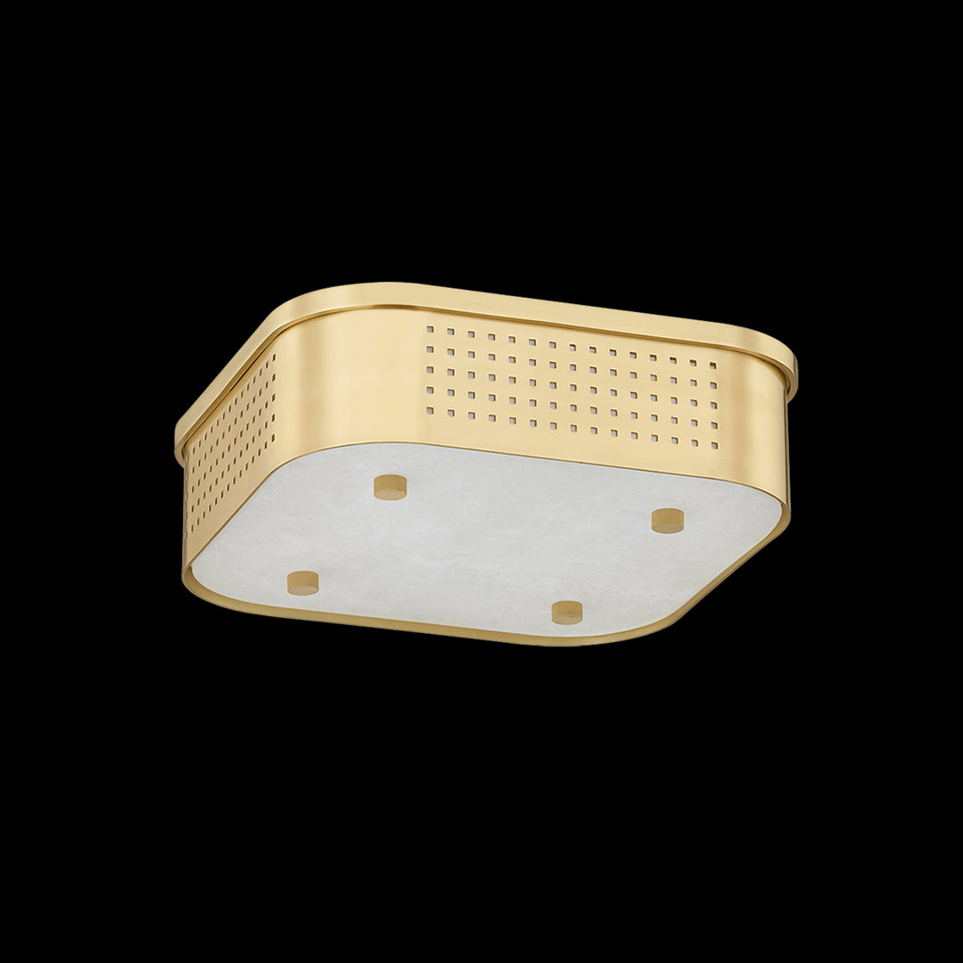 Madison Square LED Flush Mount in Aged Brass - available from The Lighting Shoppe, trusted by Canadian homeowners