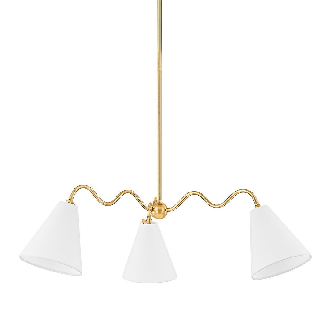 Onda Three Light Chandelier in Aged Brass - available from The Lighting Shoppe, trusted by Canadian homeowners