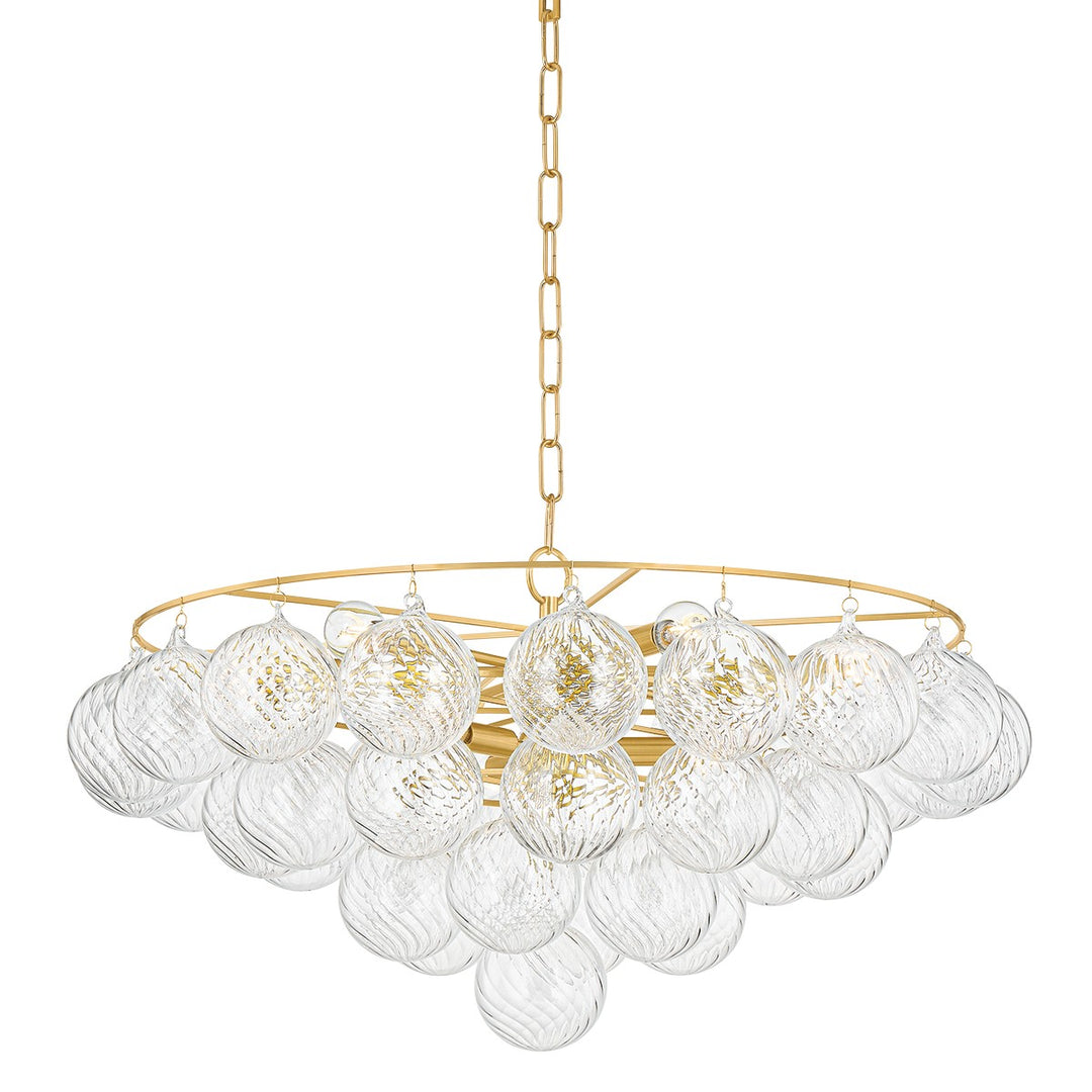 Mimi Nine Light Chandelier in Aged Brass - available from The Lighting Shoppe, trusted by Canadian homeowners