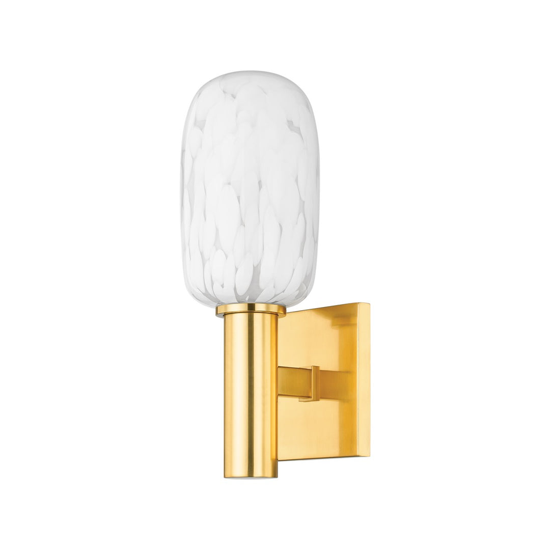 Abina One Light Wall Sconce in Aged Brass - available from The Lighting Shoppe, trusted by Canadian homeowners