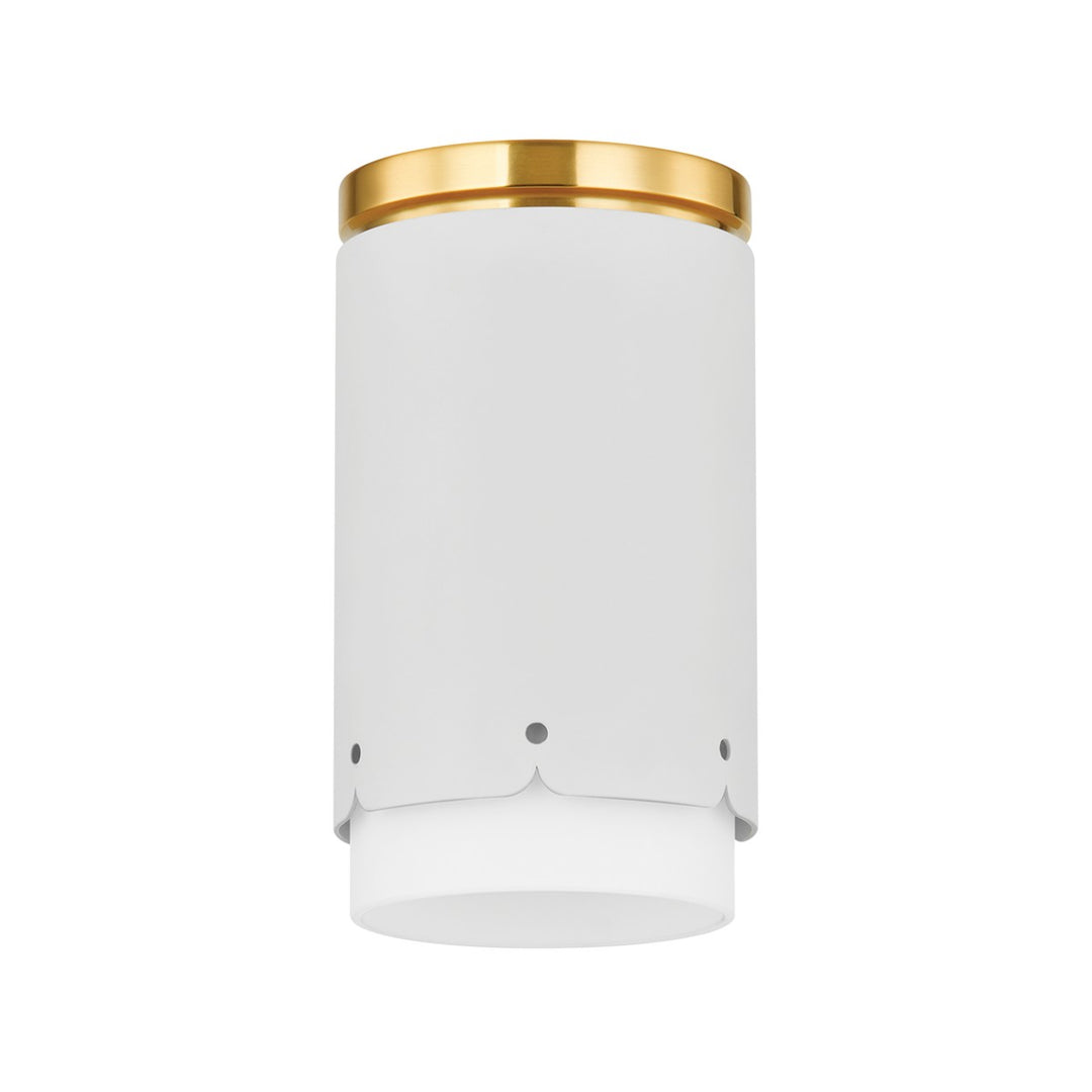 Asa One Light Flush Mount in Aged Brass/Soft White - available from The Lighting Shoppe, trusted by Canadian homeowners