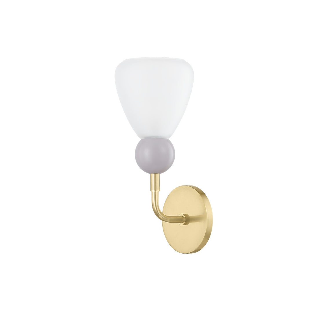Doreen One Light Wall Sconce in Aged Brass/Soft Peignoir - available from The Lighting Shoppe, trusted by Canadian homeowners