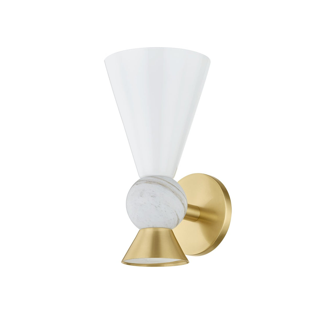 Mona One Light Wall Sconce in Aged Brass - available from The Lighting Shoppe, trusted by Canadian homeowners