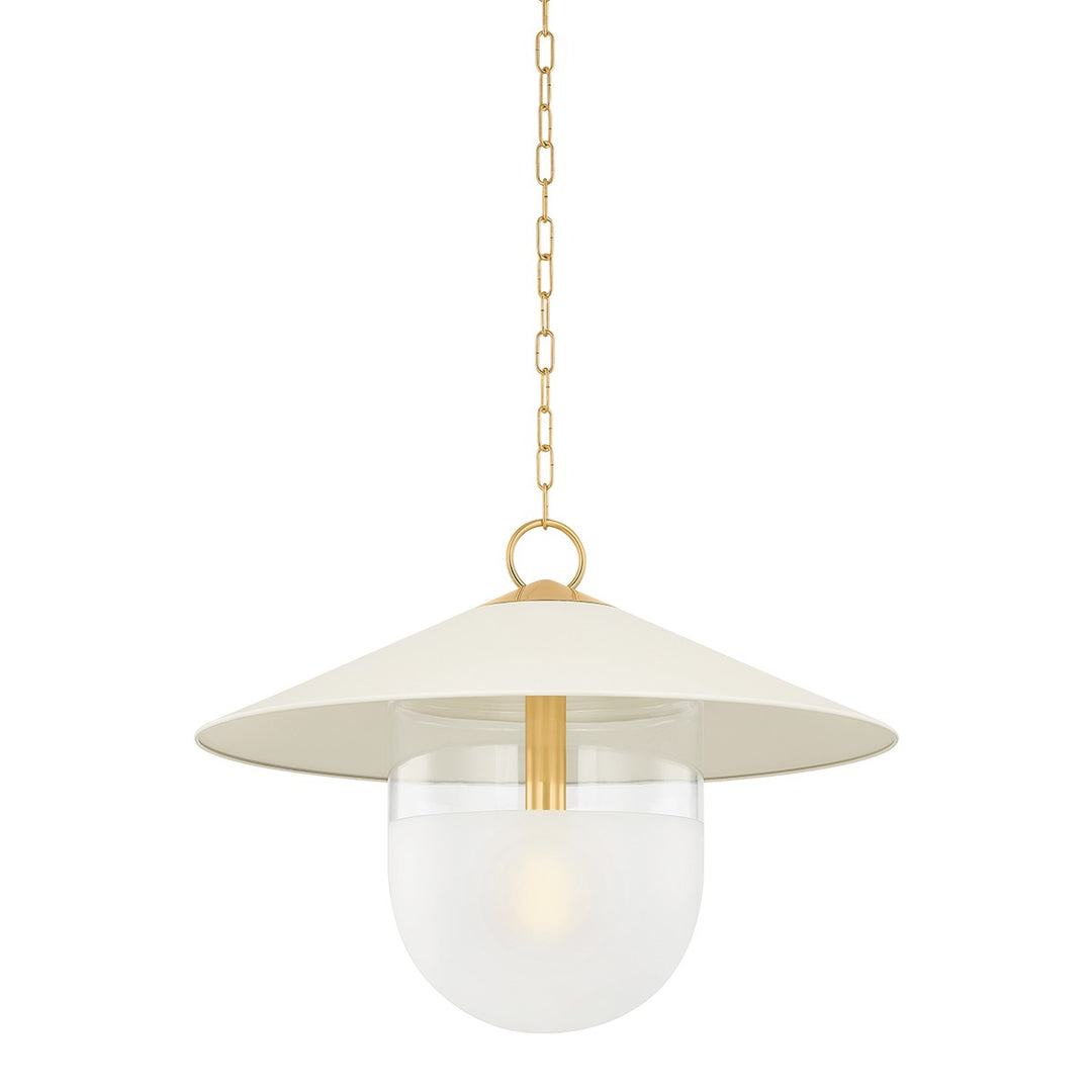 Ressi One Light Pendant in Aged Brass/Soft Cream - available from The Lighting Shoppe, trusted by Canadian homeowners