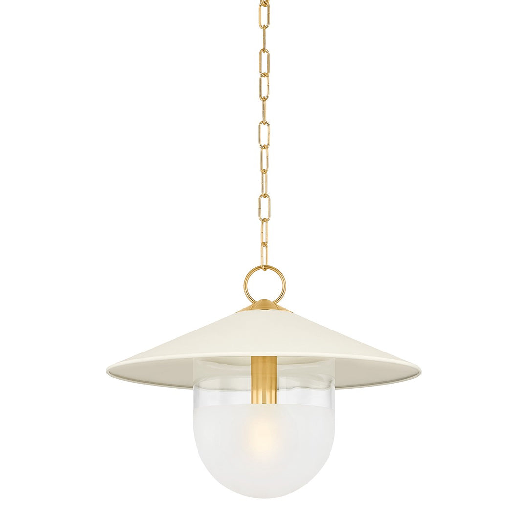 Ressi One Light Pendant in Aged Brass/Soft Cream - available from The Lighting Shoppe, trusted by Canadian homeowners