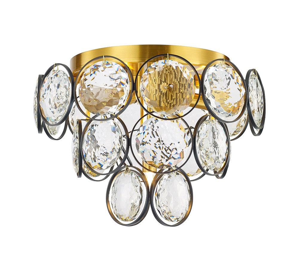 Ella Five Light Close to Ceiling in Antique Brass & Black - available from The Lighting Shoppe, trusted by Canadian homeowners