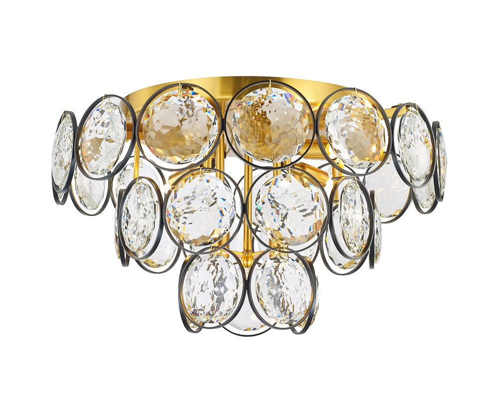 Ella Six Light Close to Ceiling in Antique Brass & Black - available from The Lighting Shoppe, trusted by Canadian homeowners