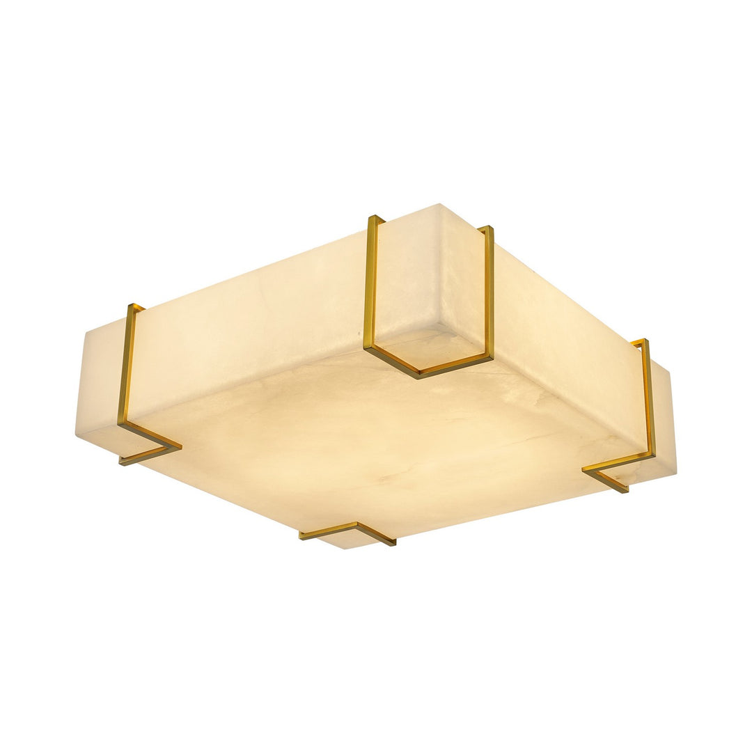 Madrid Eight Light Close to Ceiling in Antique Brass and Alabaster - available from The Lighting Shoppe, trusted by Canadian homeowners