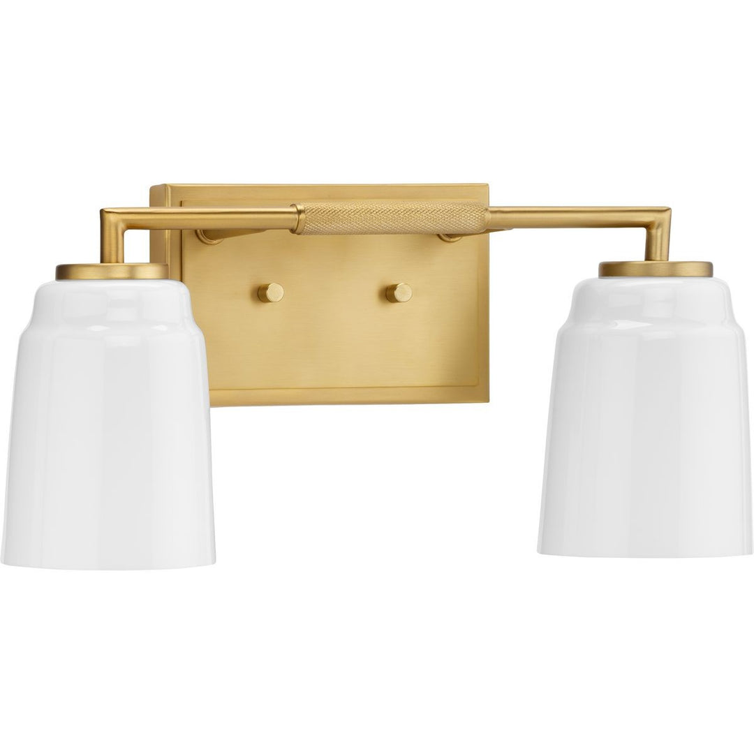 Spenser Two Light Bath in Brushed Gold - available from The Lighting Shoppe, trusted by Canadian homeowners