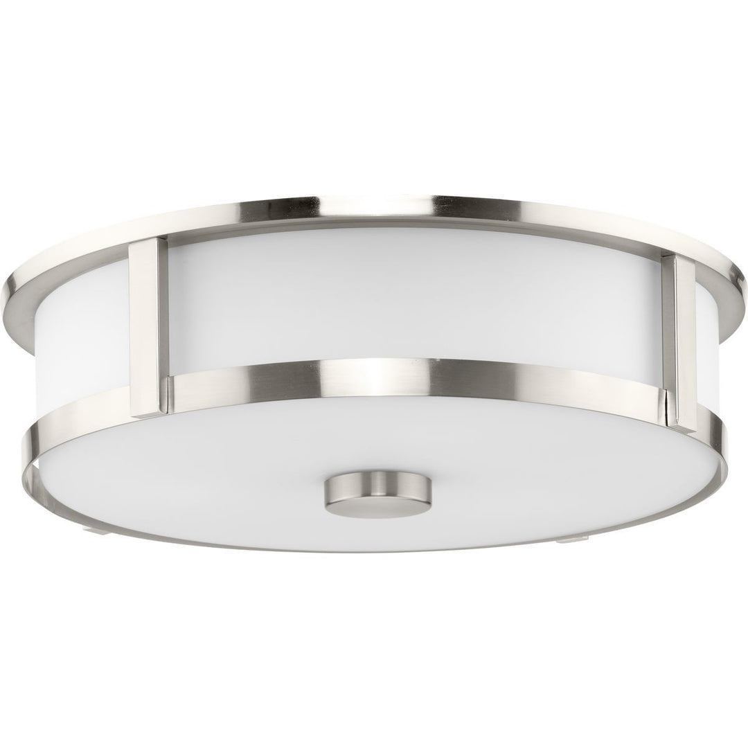 Gilliam Three Light Flushmount in Brushed Nickel - available from The Lighting Shoppe, trusted by Canadian homeowners