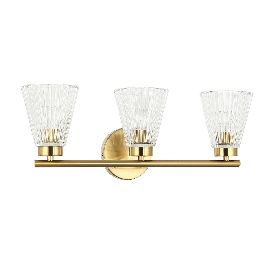 Vienna Three Light Vanity in Aged Brass - available from The Lighting Shoppe, trusted by Canadian homeowners
