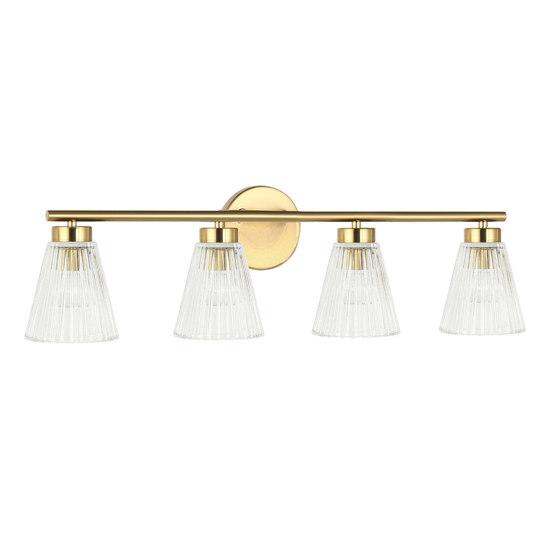 Vienna Four Light Vanity in Aged Brass - available from The Lighting Shoppe, trusted by Canadian homeowners