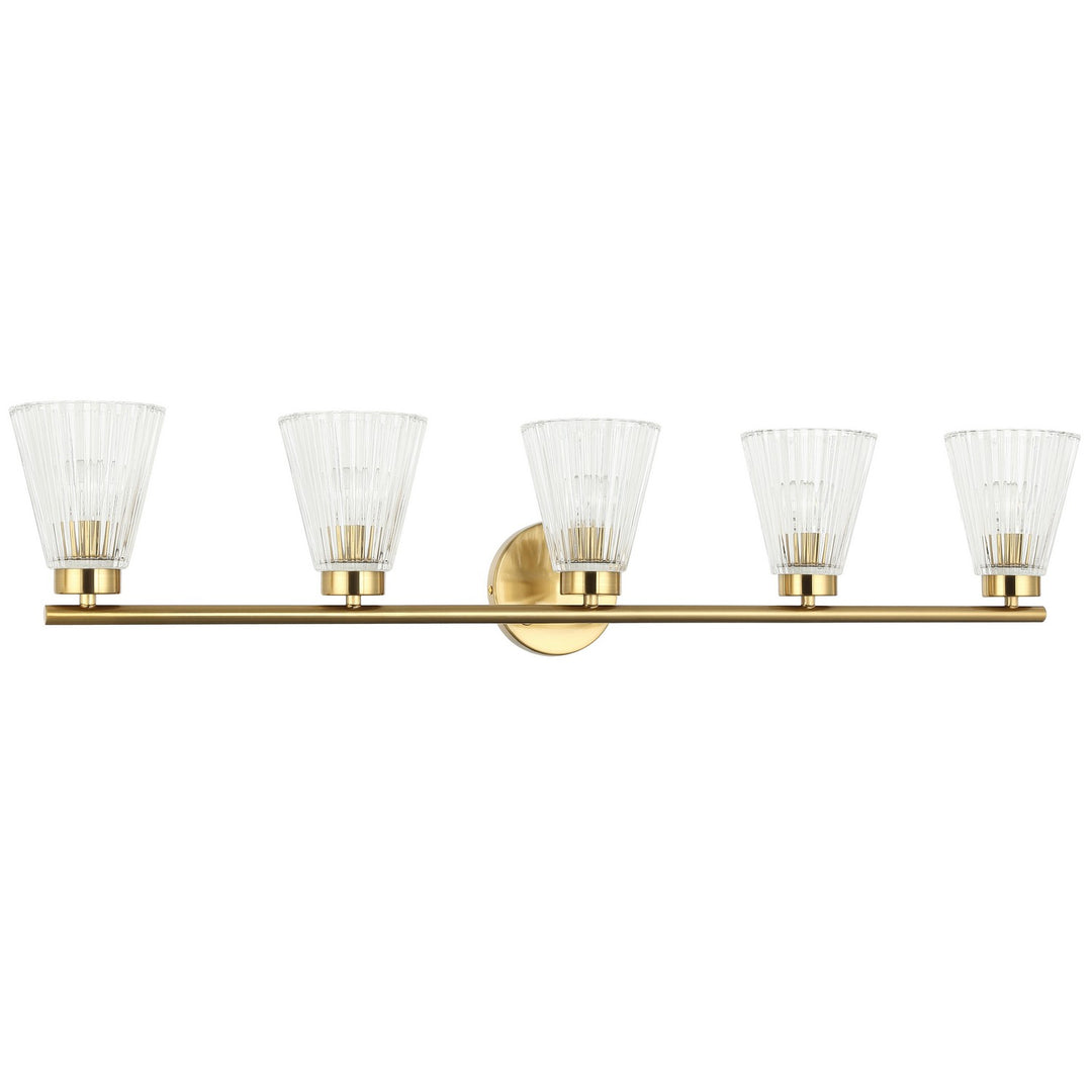 Vienna Five Light Vanity in Aged Brass - available from The Lighting Shoppe, trusted by Canadian homeowners