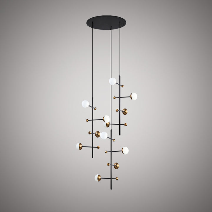 Vinci Lighting - C1092-3AB/BK - 12 Light Chandelier - DNA - Aged Brass/Matte Black