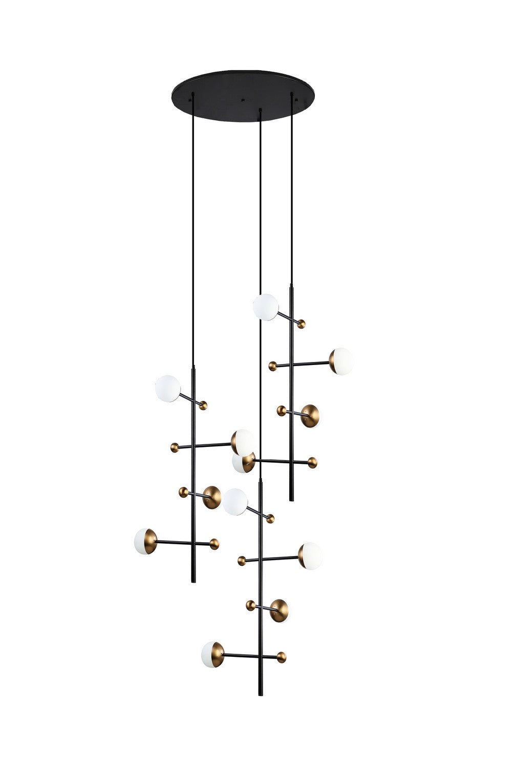 DNA 12 Light Chandelier in Aged Brass/Black - available from The Lighting Shoppe, trusted by Canadian homeowners