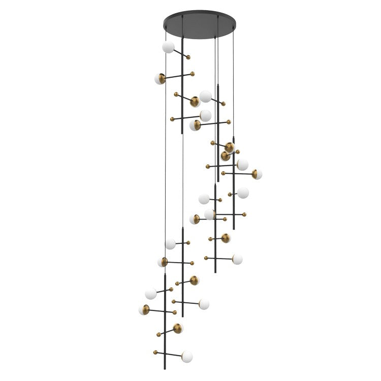 DNA 24 Light Chandelier in Aged Brass/Black - available from The Lighting Shoppe, trusted by Canadian homeowners