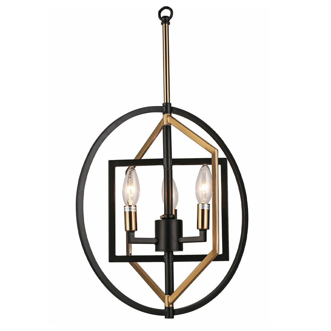 Bloom Three Light Chandelier in Aged Brass/Black - available from The Lighting Shoppe, trusted by Canadian homeowners