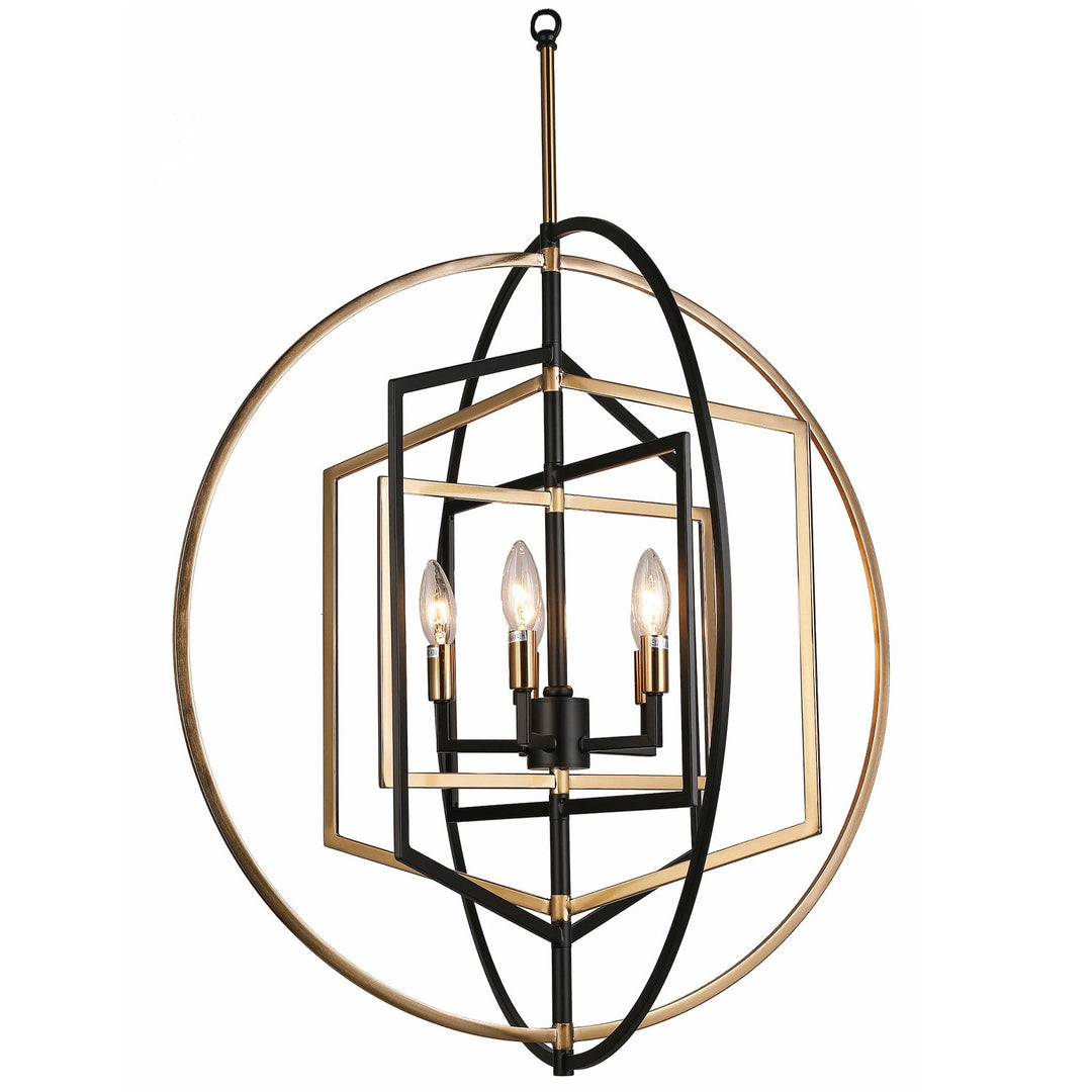 Bloom Five Light Chandelier in Aged Brass/Black - available from The Lighting Shoppe, trusted by Canadian homeowners
