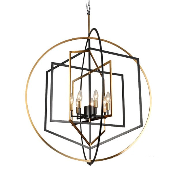 Bloom Seven Light Chandelier in Aged Brass/Black - available from The Lighting Shoppe, trusted by Canadian homeowners