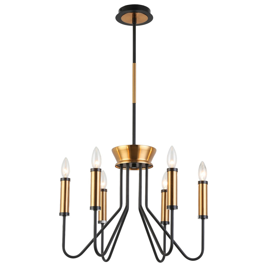Tiffany Six Light Chandelier in Aged Brass/Black - available from The Lighting Shoppe, trusted by Canadian homeowners