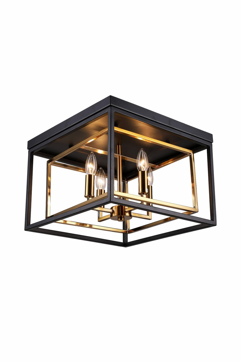 Four Light Flush Mount in Aged Brass/Black - available from The Lighting Shoppe, trusted by Canadian homeowners