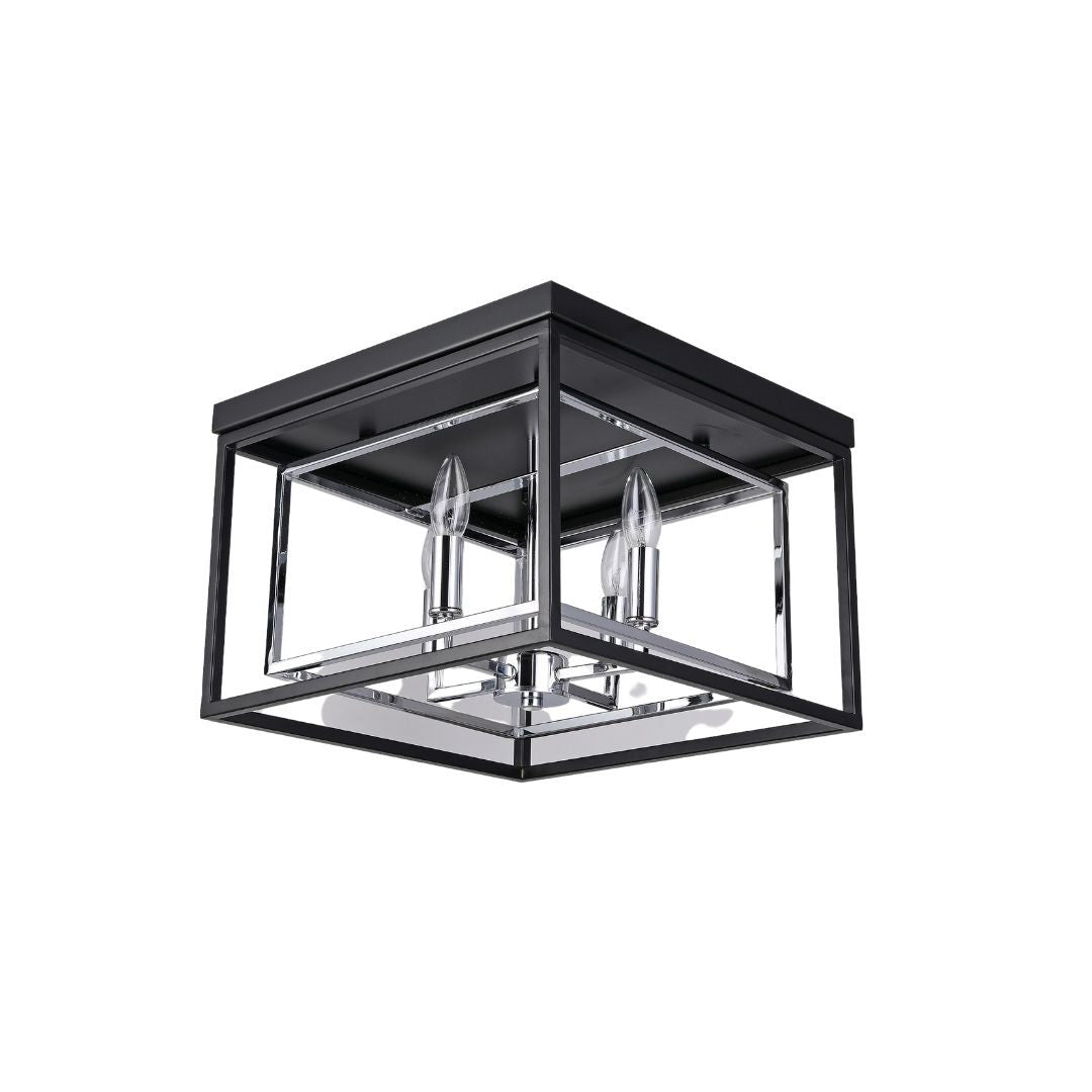 Four Light Flush Mount in Chrome/Black - available from The Lighting Shoppe, trusted by Canadian homeowners