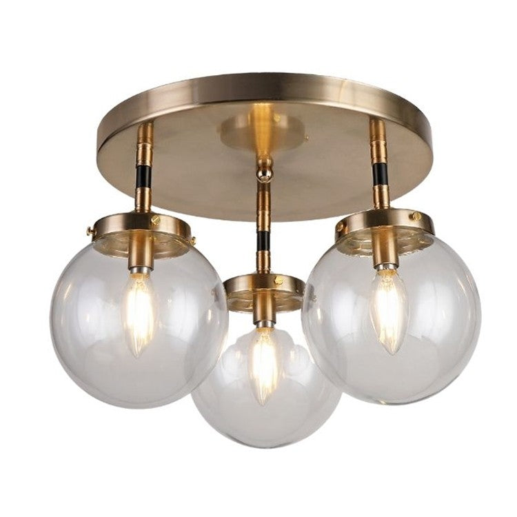 Bianca Three Light Flush Mount in Aged Brass/Black - available from The Lighting Shoppe, trusted by Canadian homeowners