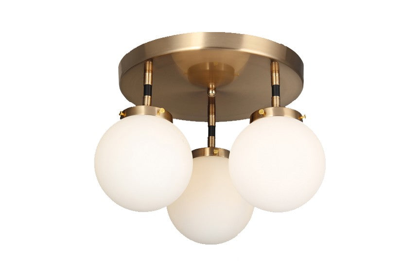 Bianca Three Light Flush Mount in Aged Brass/Black - available from The Lighting Shoppe, trusted by Canadian homeowners