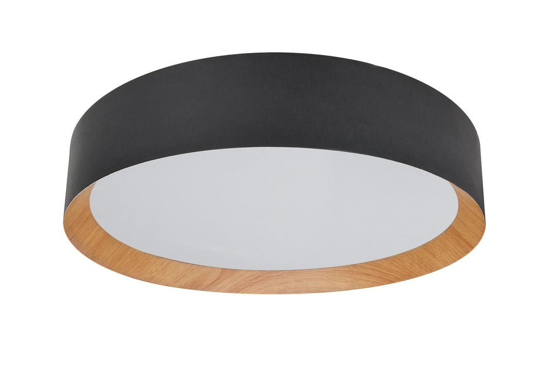 LED Flush Mount in Black Metal /Wood Grain - available from The Lighting Shoppe, trusted by Canadian homeowners