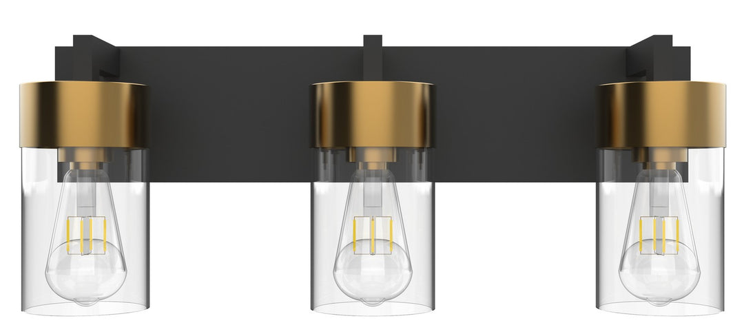 Aurora Three Light Vanity in Aged Brass/Black - available from The Lighting Shoppe, trusted by Canadian homeowners