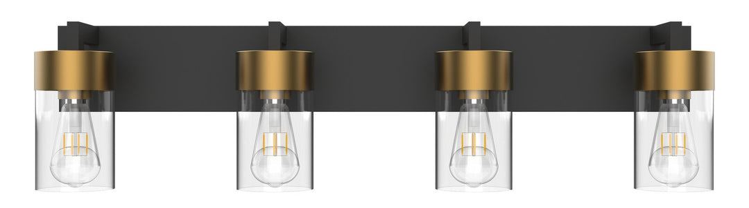 Aurora Four Light Vanity in Aged Brass/Black - available from The Lighting Shoppe, trusted by Canadian homeowners