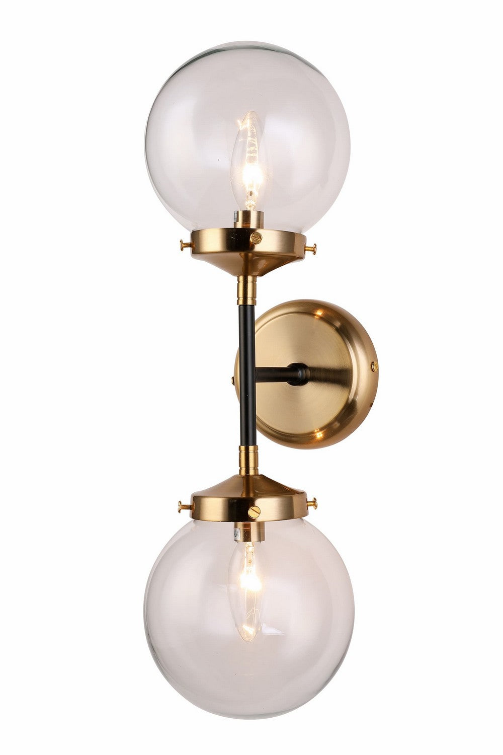 Two Light Wall Sconce in Aged Brass/Black - available from The Lighting Shoppe, trusted by Canadian homeowners