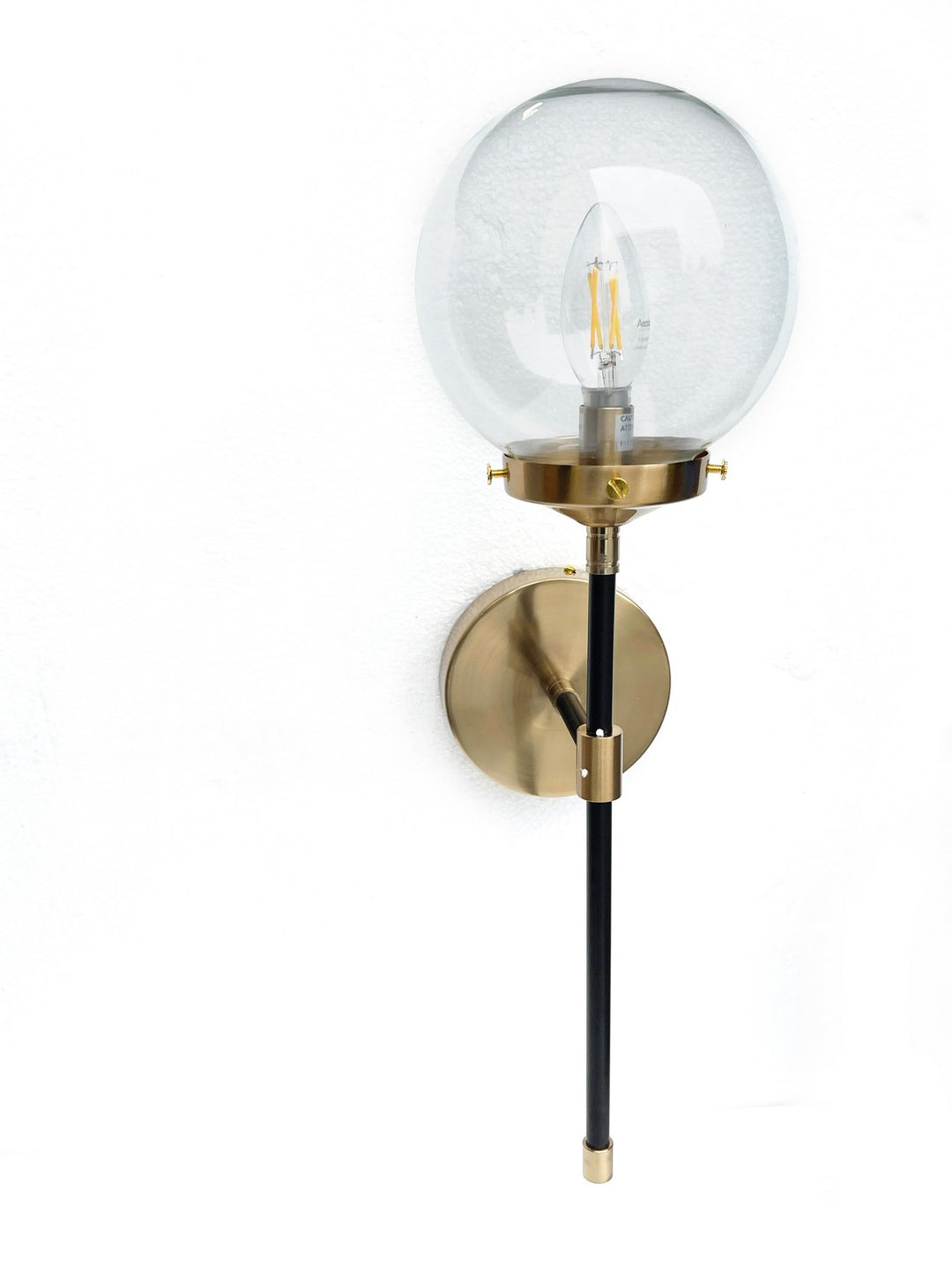 One Light Wall Sconce in Aged Brass/Black - available from The Lighting Shoppe, trusted by Canadian homeowners