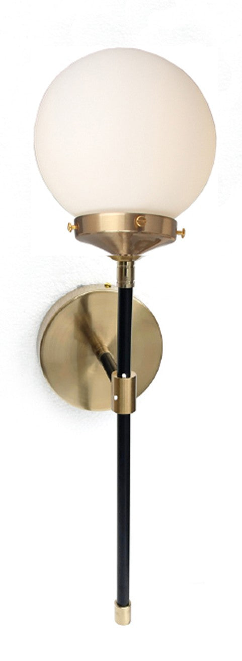One Light Wall Sconce in Aged Brass/Black - available from The Lighting Shoppe, trusted by Canadian homeowners