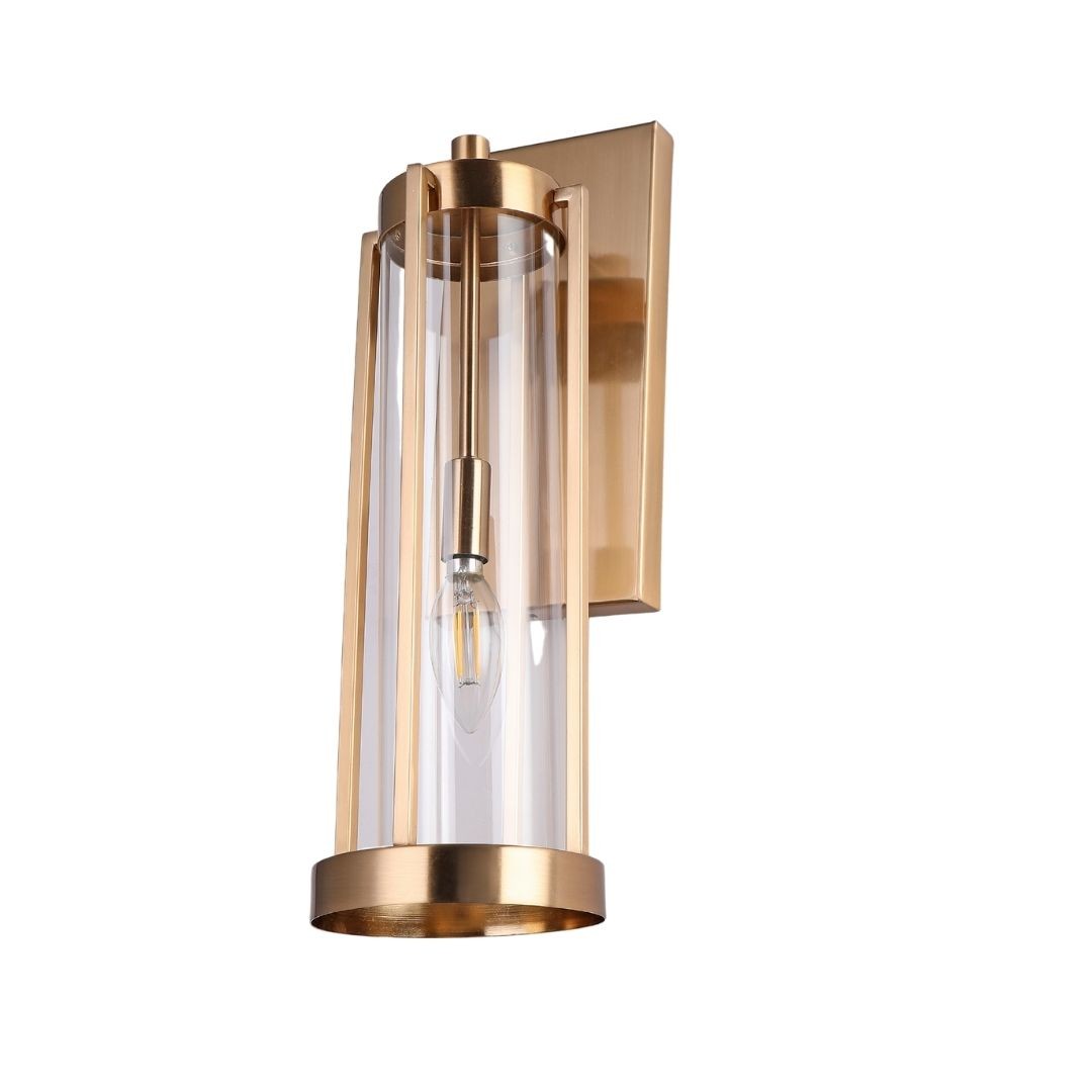 One Light Wall Sconce in Aged Brass - available from The Lighting Shoppe, trusted by Canadian homeowners