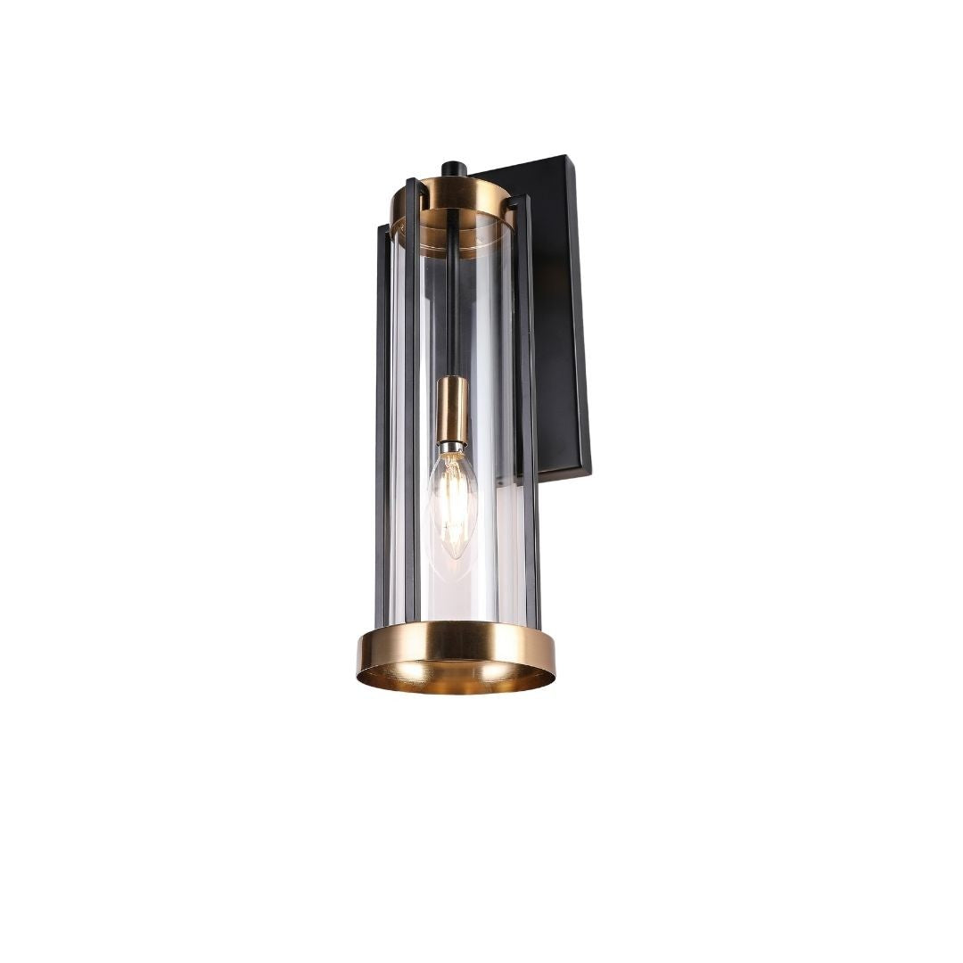 One Light Wall Sconce in Aged Brass/Black - available from The Lighting Shoppe, trusted by Canadian homeowners
