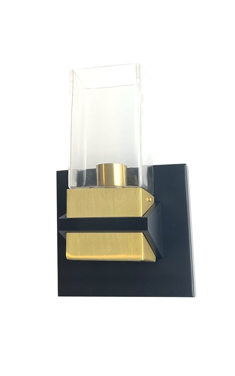 One Light Wall Sconce in Aged Brass/Black - available from The Lighting Shoppe, trusted by Canadian homeowners