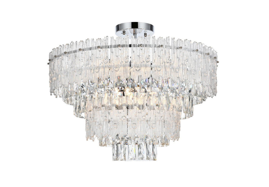 Elegant Lighting - 1780F25C - Eight Light Flush Mount - Emilia - Chrome and Clear