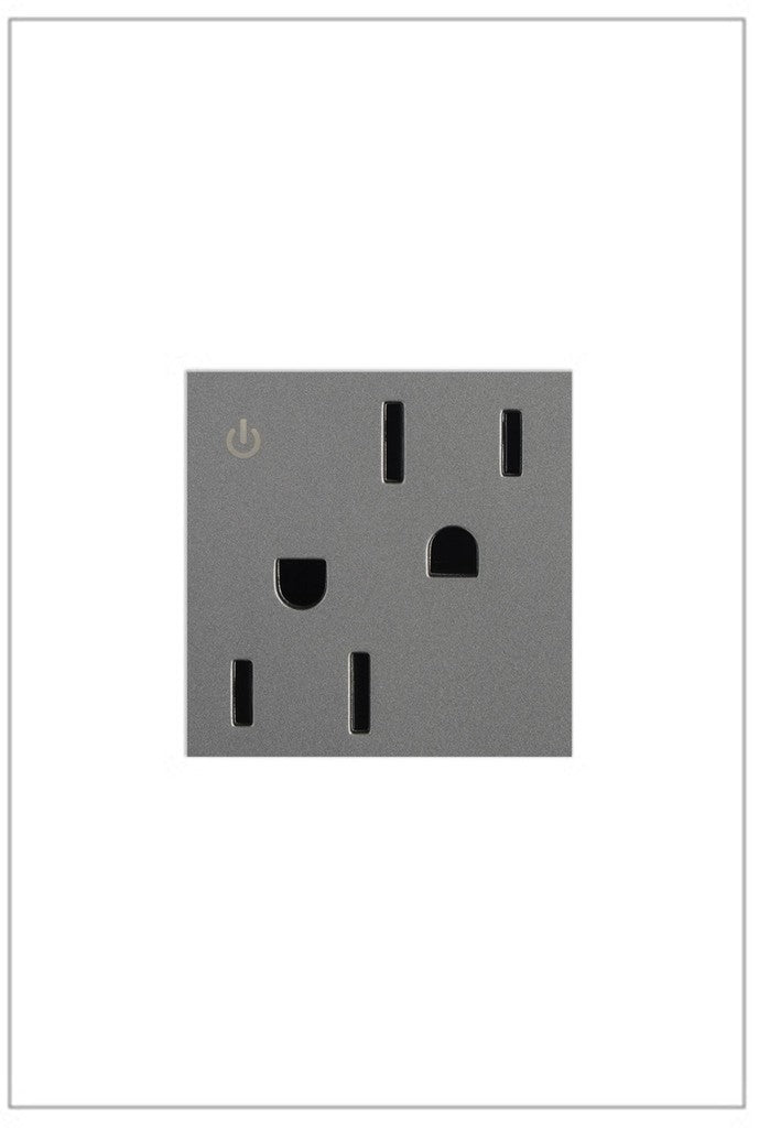 Adorne Dual Controlled Outlet in Magnesium - available from The Lighting Shoppe, trusted by Canadian homeowners