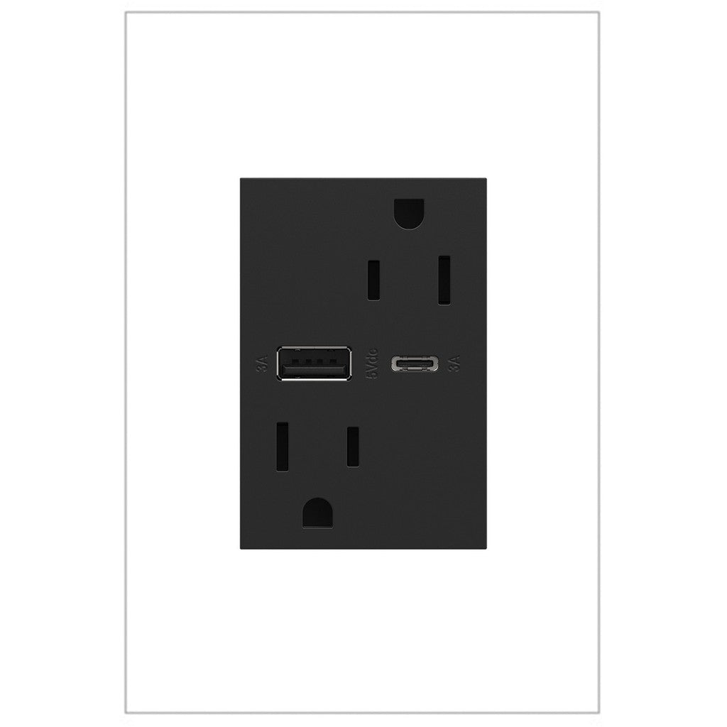 Outlets Tamper-Resistant Ultra-Fast USB Type-A/C Outlet in Graphite - available from The Lighting Shoppe, trusted by Canadian homeowners