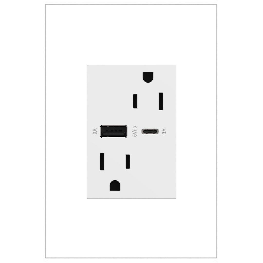 Outlets Tamper-Resistant Ultra-Fast USB Type-A/C Outlet in White - available from The Lighting Shoppe, trusted by Canadian homeowners