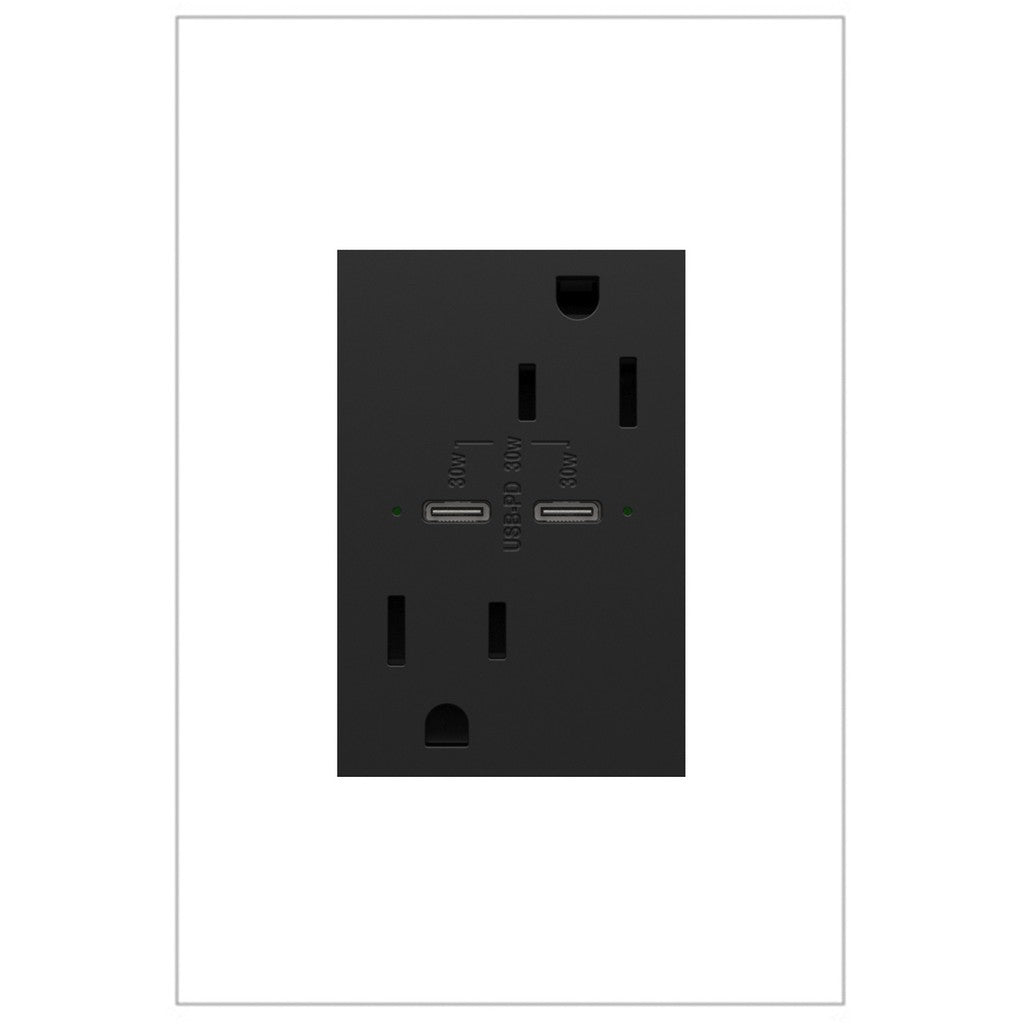 Ultra-Fast Plus Power Delivery USB Type-C/C Outlet in Graphite - available from The Lighting Shoppe, trusted by Canadian homeowners
