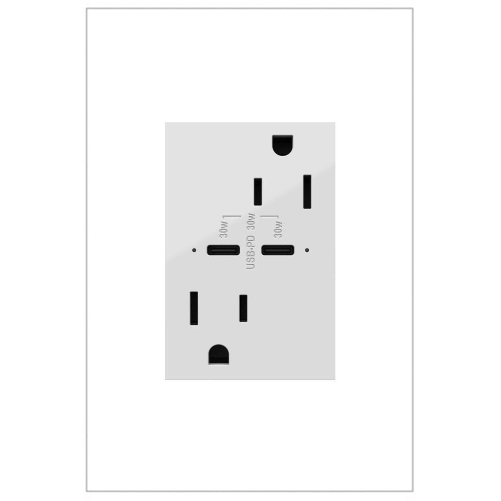 Ultra-Fast Plus Power Delivery USB Type-C/C Outlet in White - available from The Lighting Shoppe, trusted by Canadian homeowners