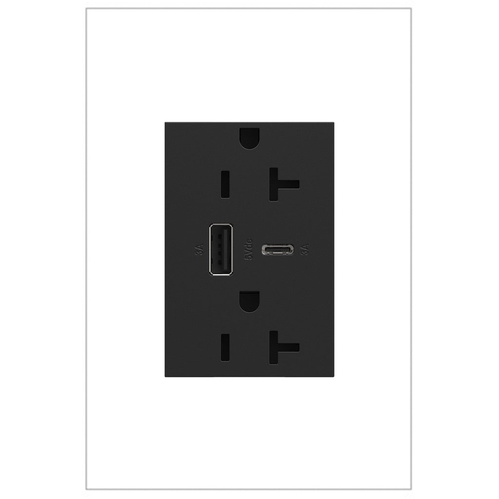 Outlets Tamper-Resistant Ultra-Fast USB Type-A/C Outlet in Graphite - available from The Lighting Shoppe, trusted by Canadian homeowners