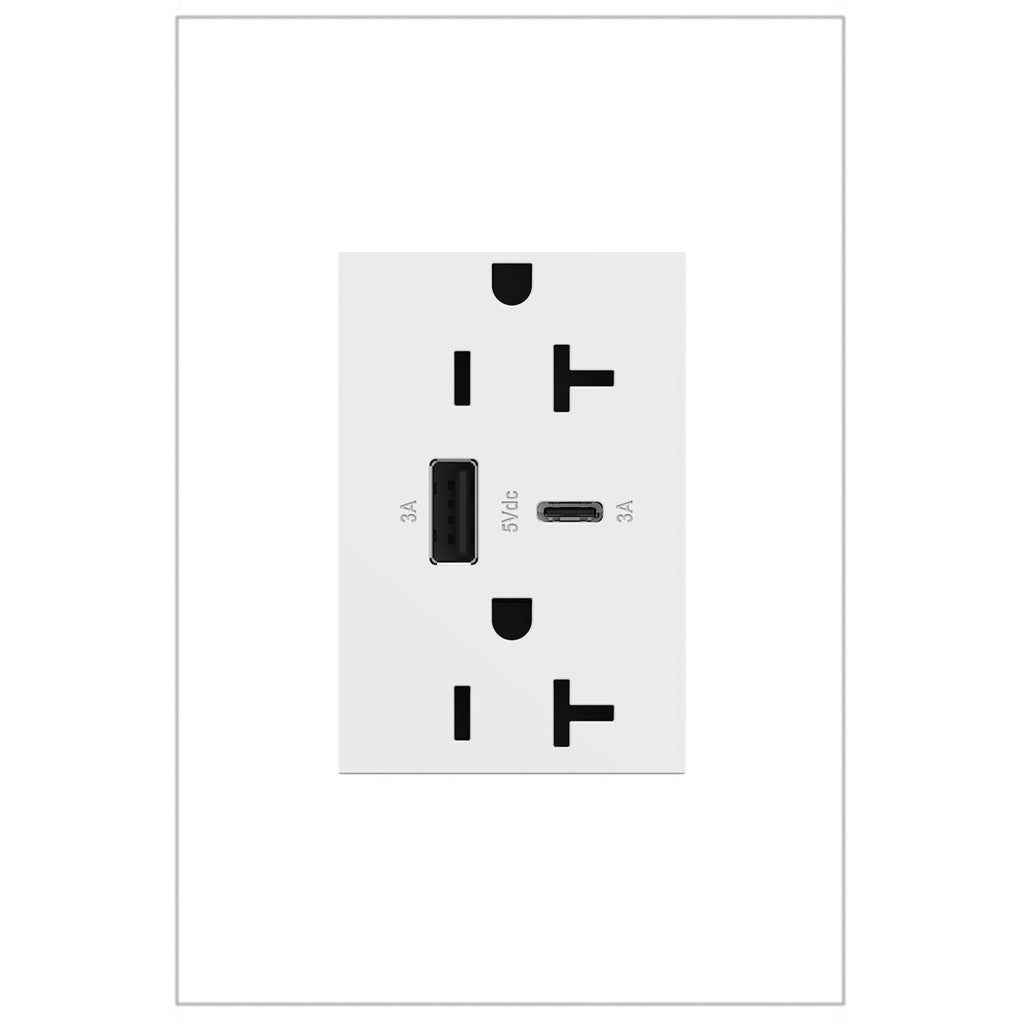 Outlets Tamper-Resistant Ultra-Fast USB Type-A/C Outlet in White - available from The Lighting Shoppe, trusted by Canadian homeowners