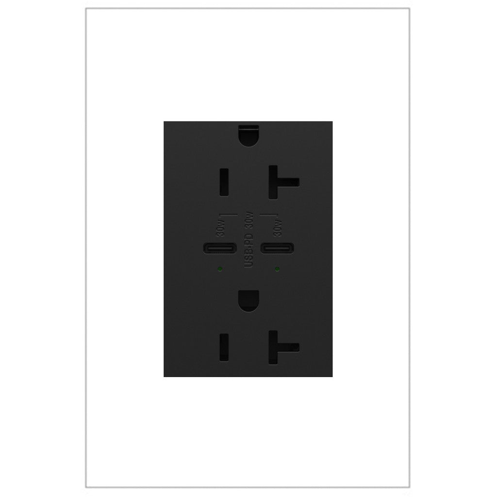 Ultra-Fast Plus Power Delivery USB Type-C/C Outlet in Graphite - available from The Lighting Shoppe, trusted by Canadian homeowners